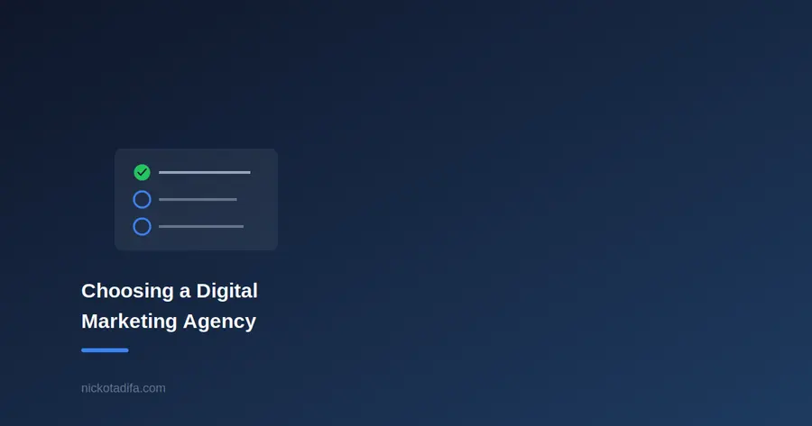 Checklist graphic representing questions to ask when choosing a digital marketing agency