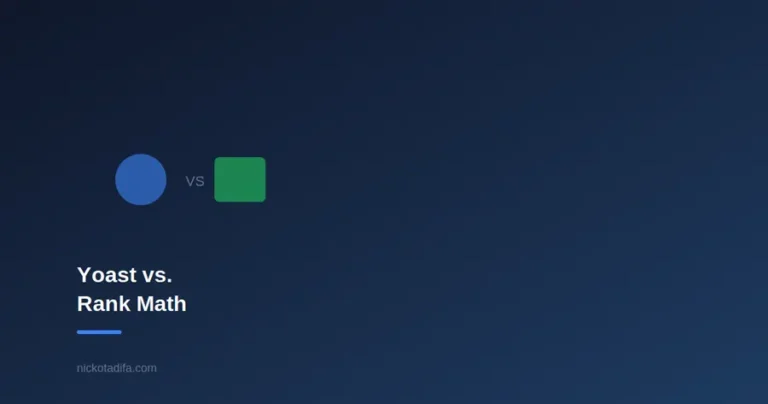 Two shapes representing Yoast SEO versus Rank Math plugin comparison