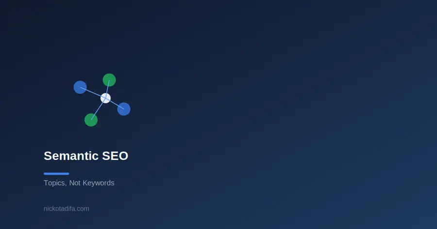 Connected nodes representing semantic SEO and writing for topics instead of isolated keywords
